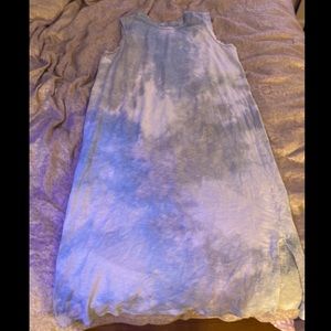 Sleeveless Baby Blue & White Tie Dye Dress.